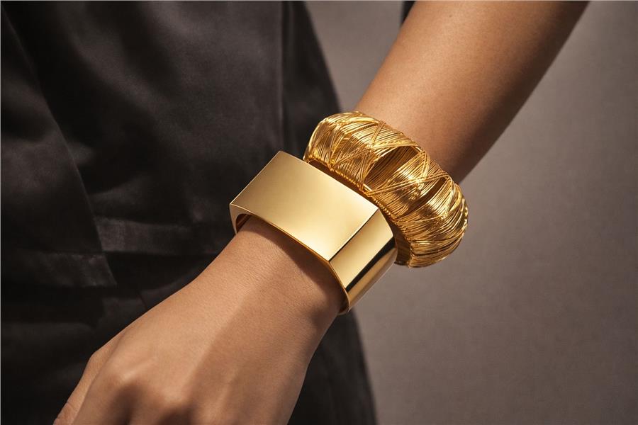 Adelaida02 Kalın Çelik Gold Renkli İkili Bileklik